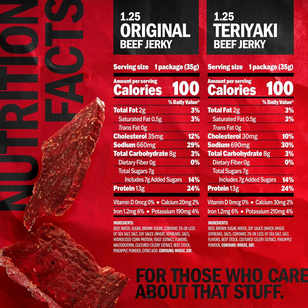 Jack Link's Beef Jerky Variety Pack - Original and Teriyaki - (9 Pack) 1.25 oz Bag - Ready to Eat Protein Snacks - 13g Protein per Serving - Made with 100% Real Beef