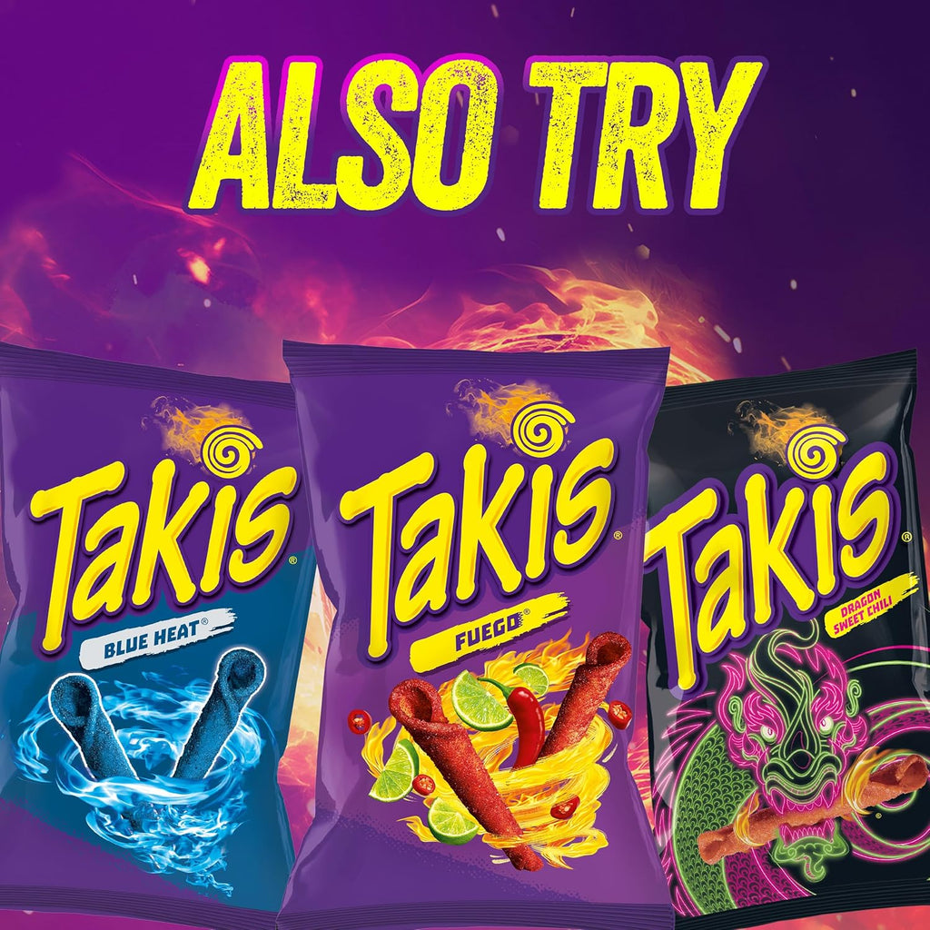 Takis 18 pc / 1 oz Variety Pack, Assorted Flavored Mixed Rolled Tortilla Chips – (5) Fuego, (5) Blue Heat, (4) Nitro, (4) Crunchy Fajitas