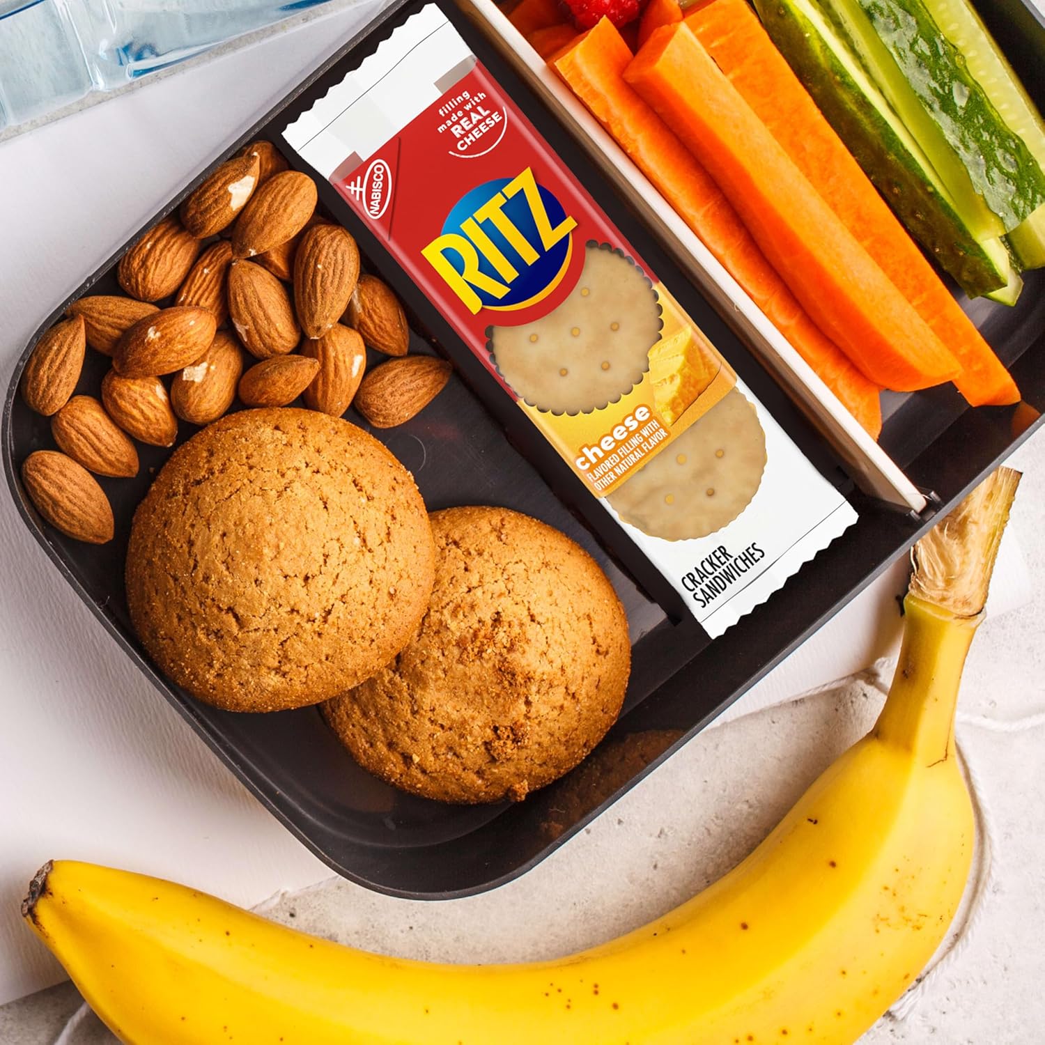 RITZ Peanut Butter and Cheese Sandwich Crackers Variety Pack, Lunch Snacks, 32 Snack Packs (6 Crackers Per Pack)