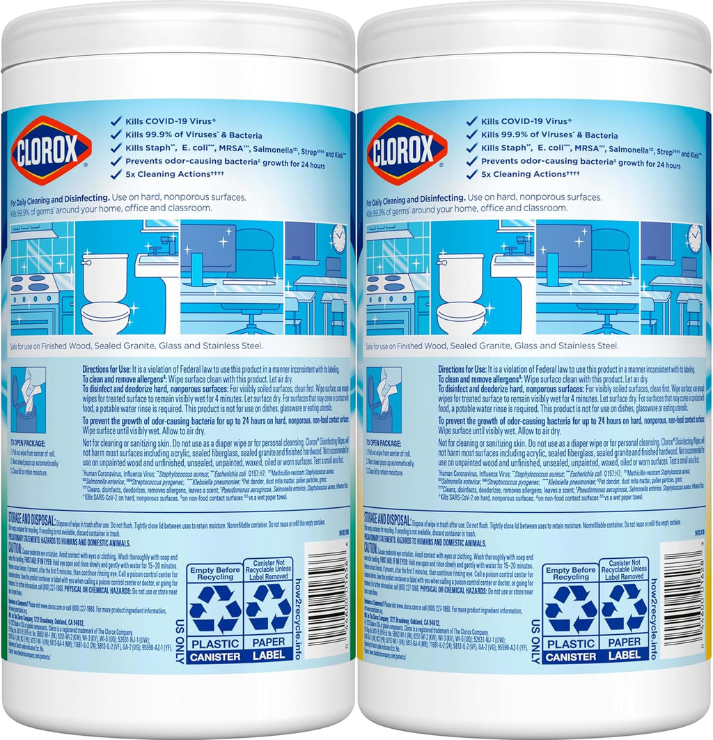Clorox Disinfecting Cleaning Wipes Variety Pack, 75 Count Each, Pack of 2 (Package May Vary)