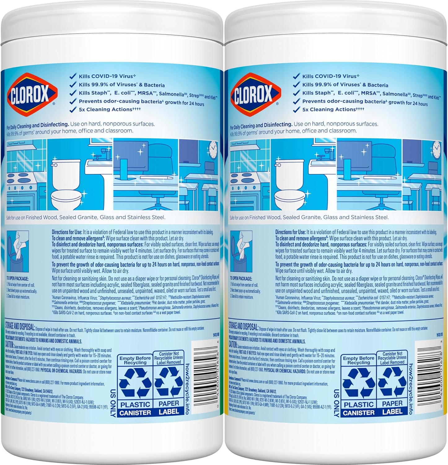 Clorox Disinfecting Cleaning Wipes Variety Pack, 75 Count Each, Pack of 2 (Package May Vary)