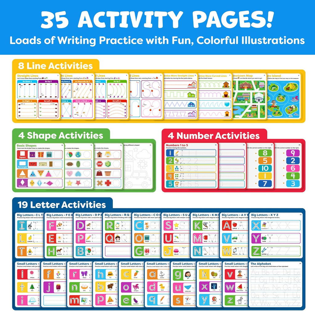 Preschool Learning Activities - Tracing Books for Kids Ages 3-5 - Toddler Handwriting Practice - Letter Tracing for Kids Preschool Kindergarten 3-4, 4-5 - 3 year old boy gift - Gifts for Grandkids