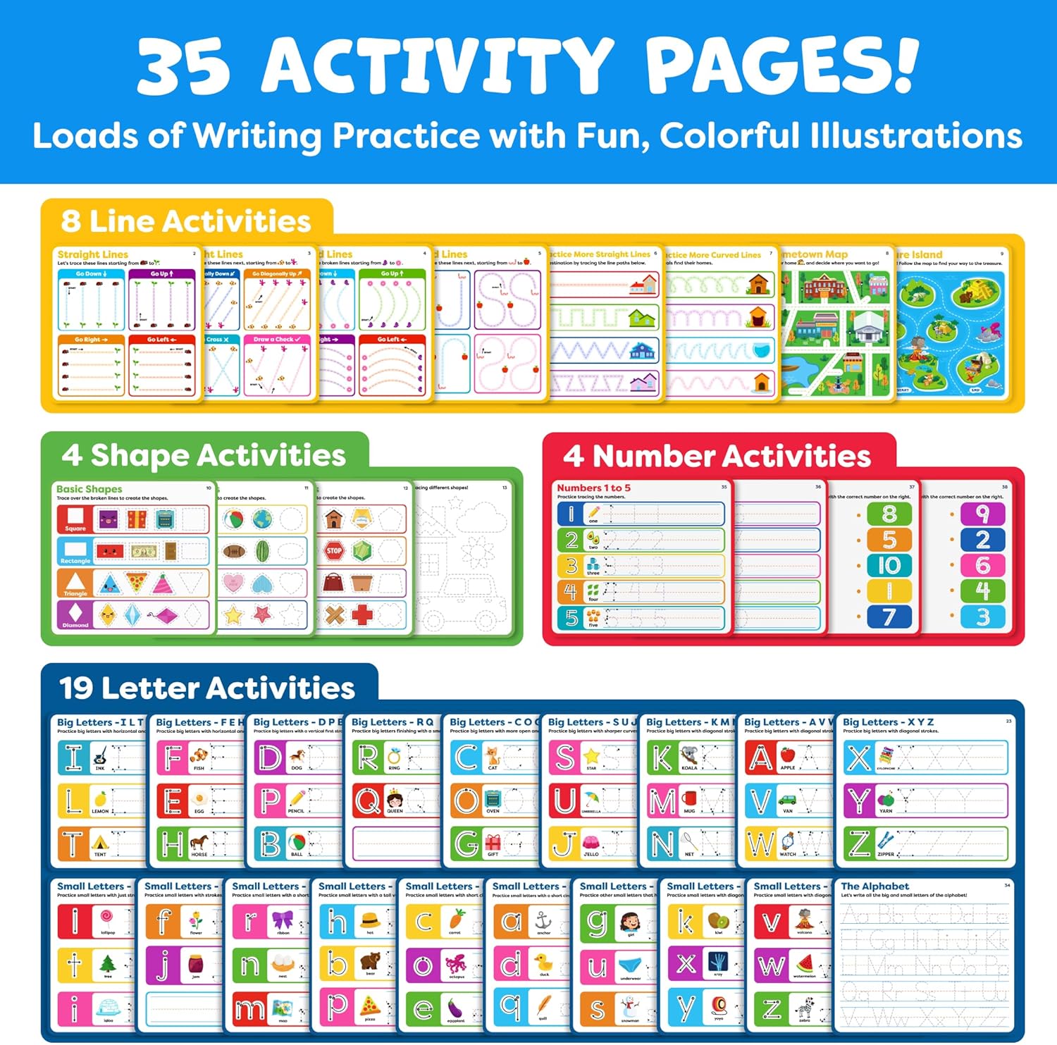 Preschool Learning Activities - Tracing Books for Kids Ages 3-5 - Toddler Handwriting Practice - Letter Tracing for Kids Preschool Kindergarten 3-4, 4-5 - 3 year old boy gift - Gifts for Grandkids