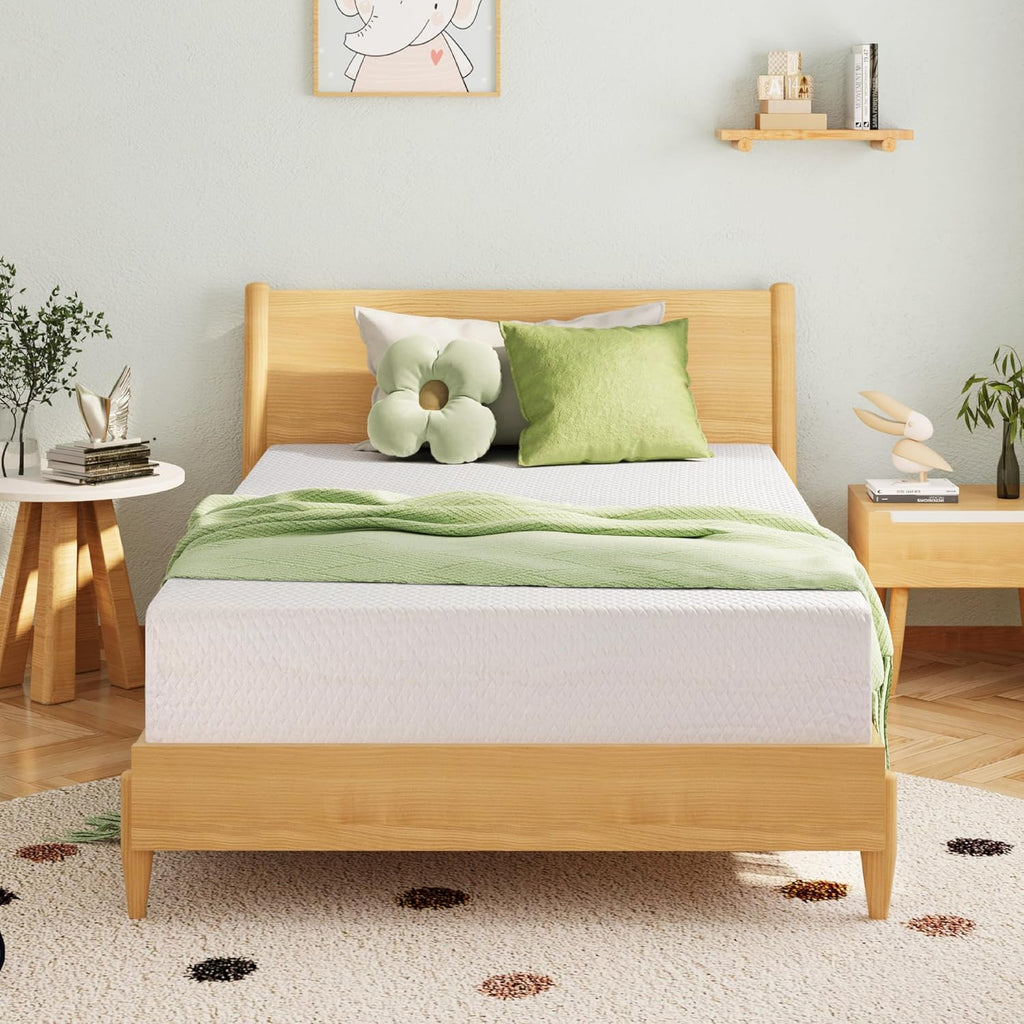 EGOHOME 10 Inch Queen Mattress, Memory Foam Mattress in a Box with Cooling Green Tea Gel, Relieve Pressure with Medium Support, CertiPUR-US Certified, 80''L x 60''W, White