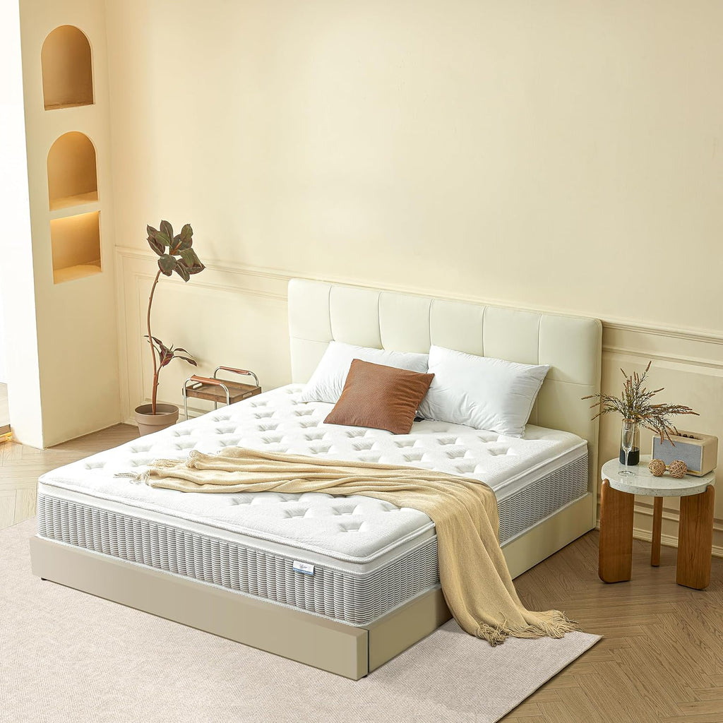 Queen Mattress, 12 Inch Memory Foam Hybrid Mattress in a Box with Pocket Springs for Motion Isolation, Pressure Relief, Medium Firm, CertiPUR-US