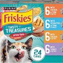 Purina Friskies Wet Cat Food Variety Pack, Tasty Treasures  Filets (With Chicken and Tuna, With Chicken, and With Ocean Fish and Tuna, and With Turkey) - (Pack of 24) 5.5 oz. Cans