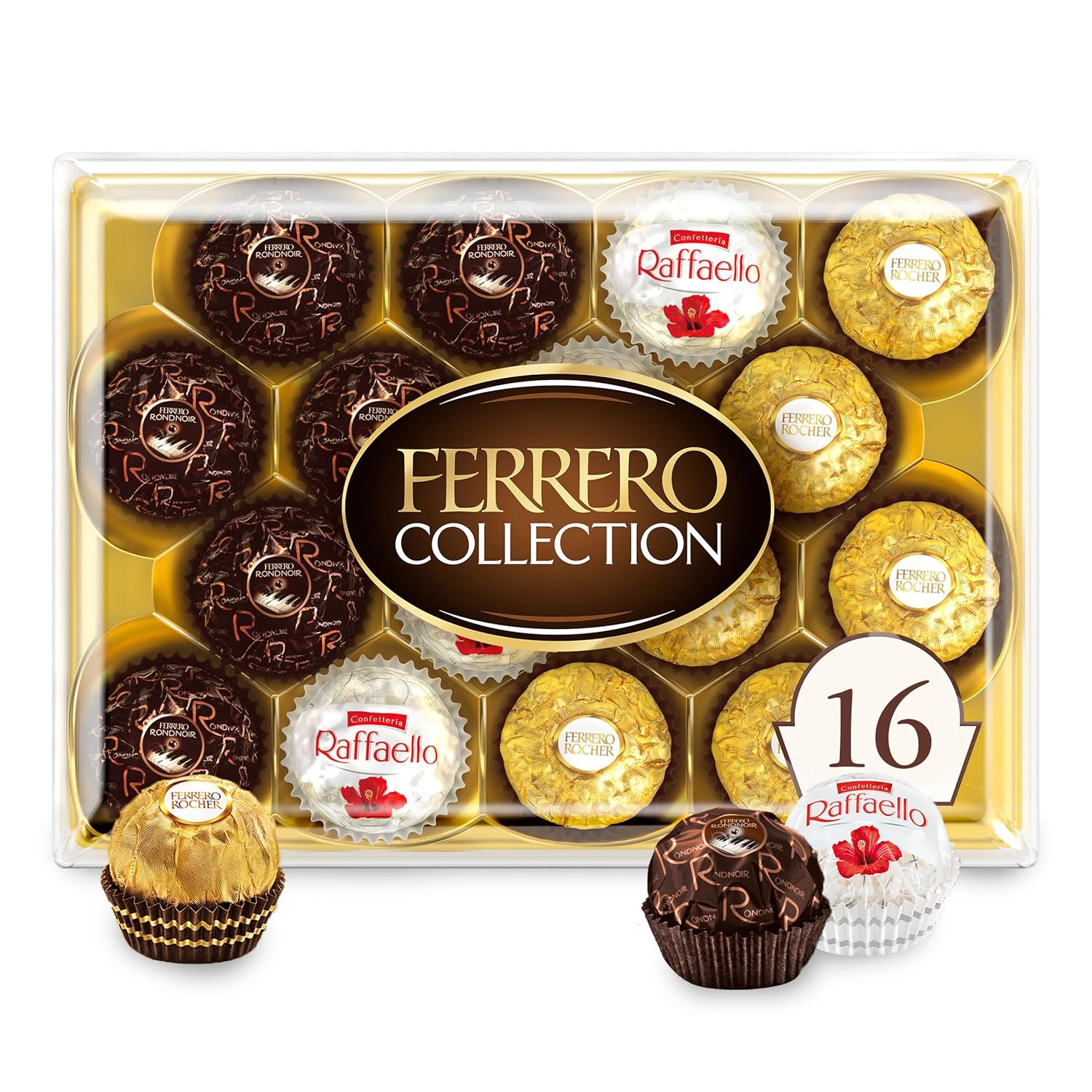 Ferrero Collection Gourmet Gift Box, 12 Assorted Confections with Hazelnut, Dark Chocolate and Coconut, 6.1 oz