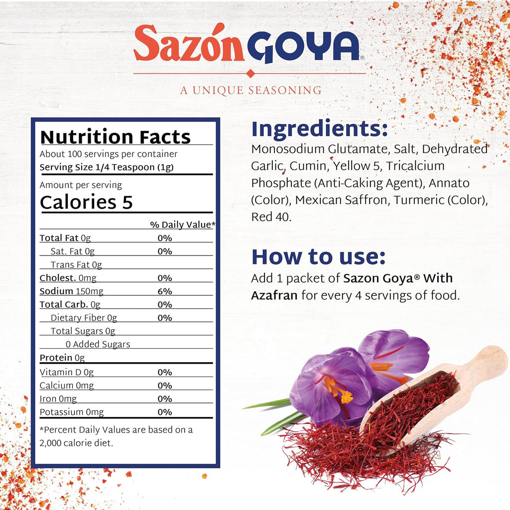Goya Sazón Seasoning With Azafran 3.52 Ounce (Pack of 3)