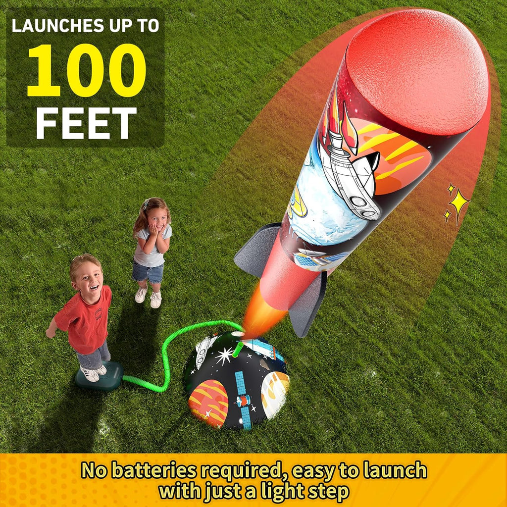Toys Rocket Launcher for Kids - Launch up to 100 Ft, 8 Multi-Color Foam Rockets & Adjustable Launch Stand, Kids Outdoor Toys, Age 3+