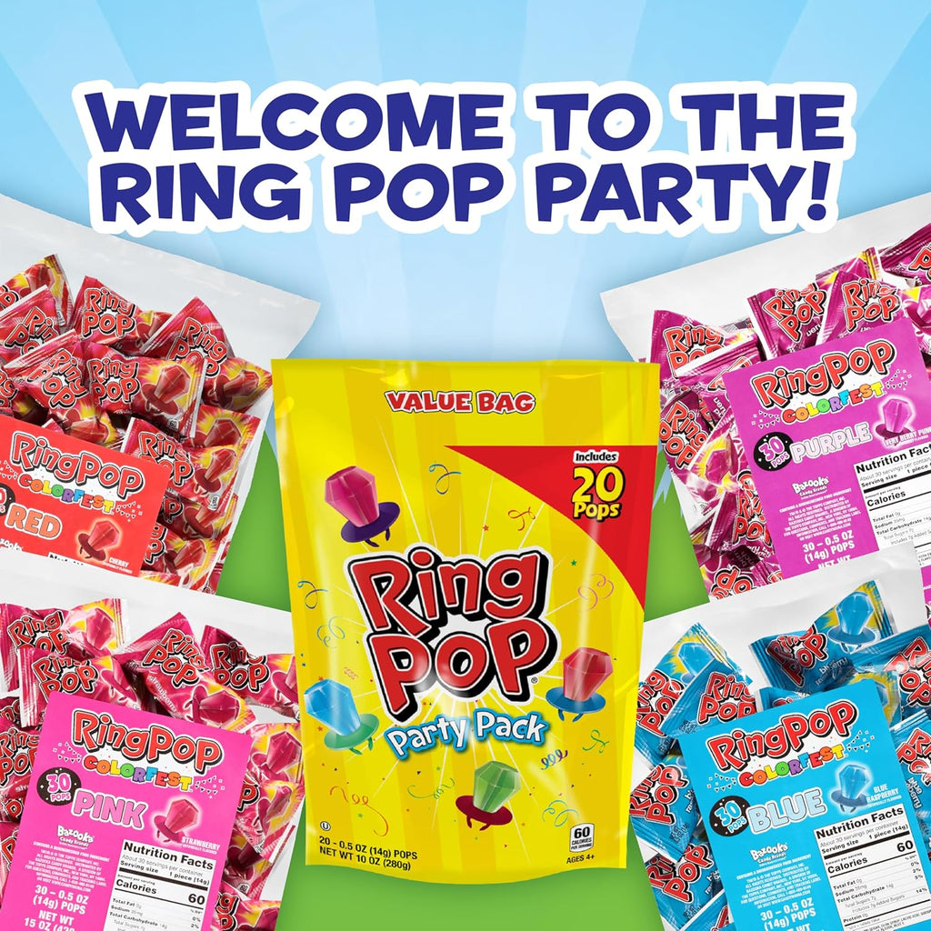 Ring Pop Green Easter Candy Lollipops, 30Ct Bulk Candy Individually Wrapped in Green Watermelon Flavor, Full Size, Fun St. Patrick’s Day Party Favors, Birthday Parties, Easter Basket Stuffers