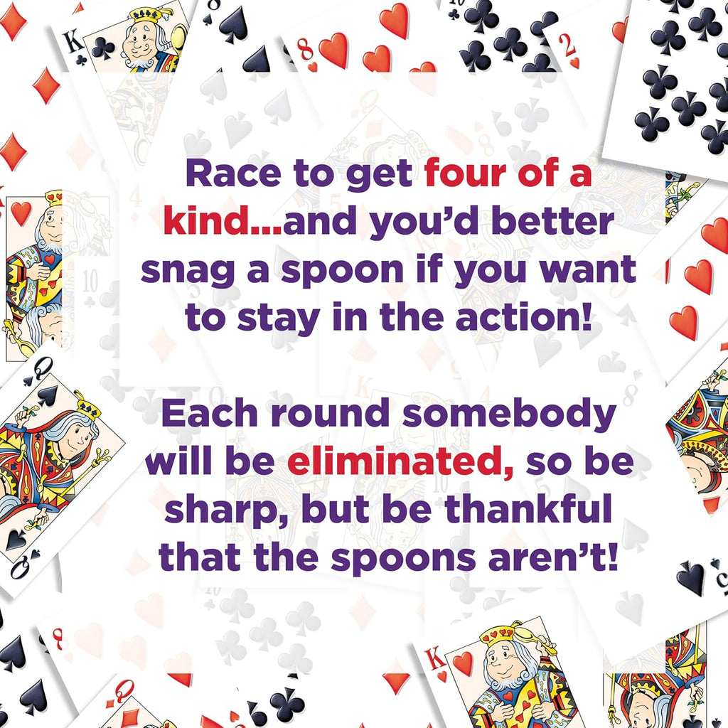 PlayMonster Spoons in a Case, Card Games for Kids - Spoons Game, Fun Family Games for Kids and Adults, Game Night, Travel Games, 3-6 Players, Ages 7+