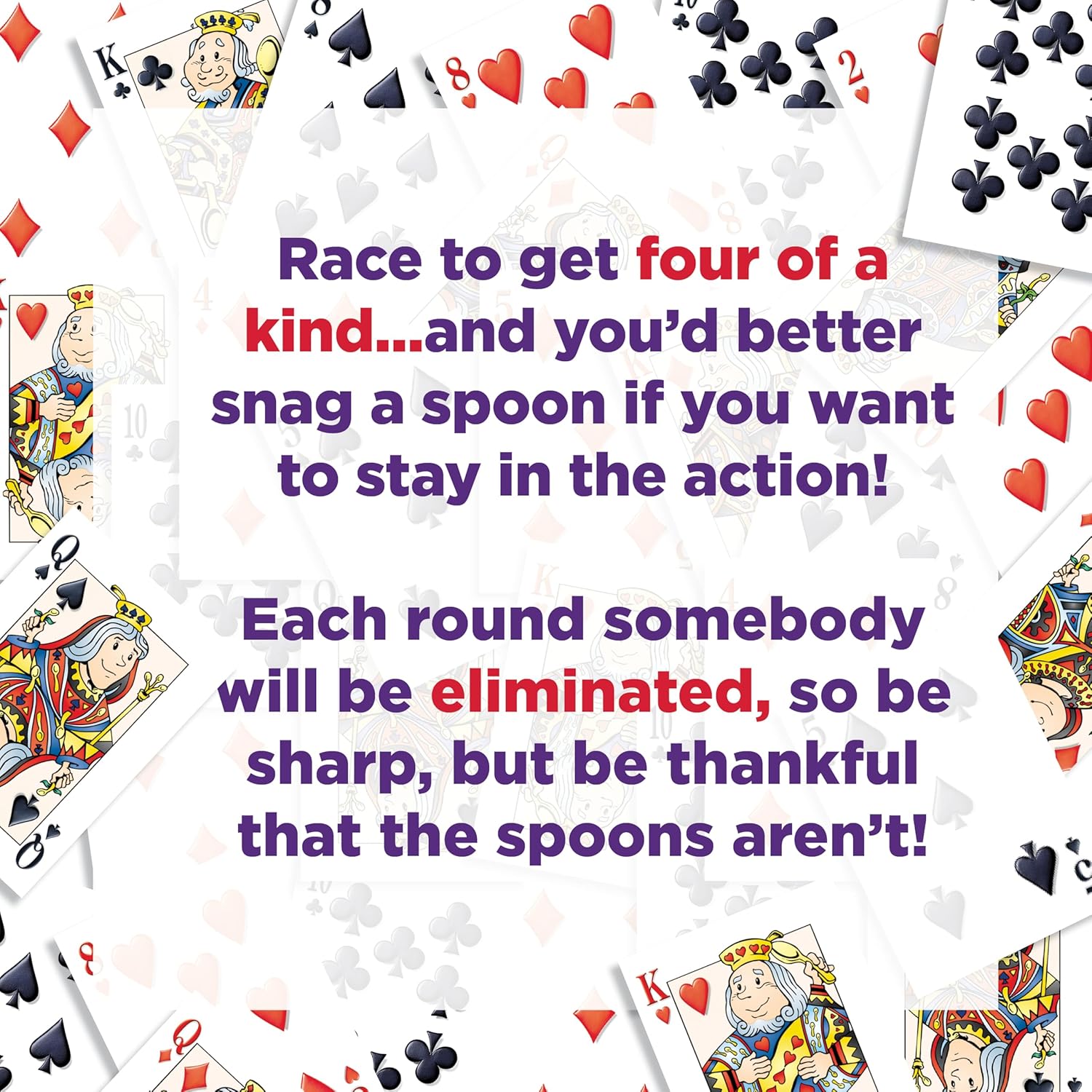 PlayMonster Spoons in a Case, Card Games for Kids - Spoons Game, Fun Family Games for Kids and Adults, Game Night, Travel Games, 3-6 Players, Ages 7+