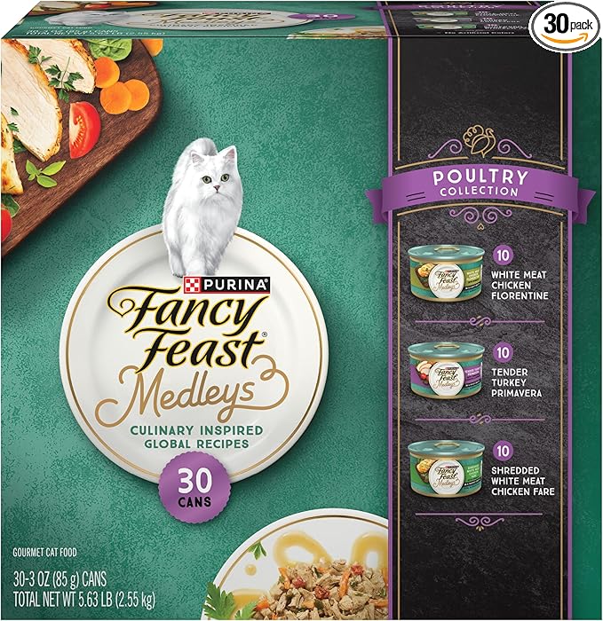Purina Fancy Feast Medleys Poultry Collection Wet Cat Food Variety Pack - (Pack of 30) 3 oz. Cans