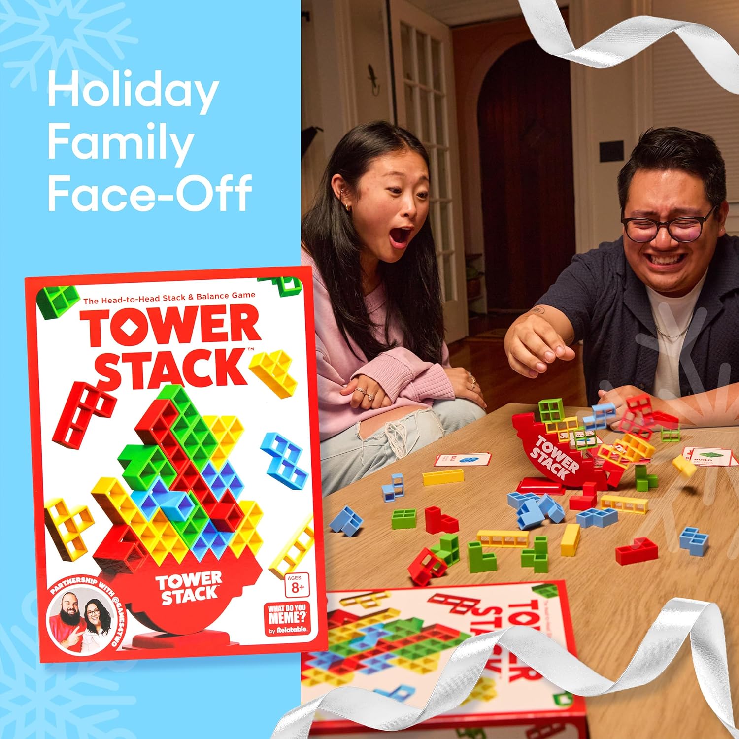 Tower Stack by Relatable, Exciting Tower Game for Kids & Adults Family Game Night, Fun Stacking and Building Toys, Includes 36 Cards, 24 Blocks, 1 Tower Body, 1 Tower Stand, and Instructions