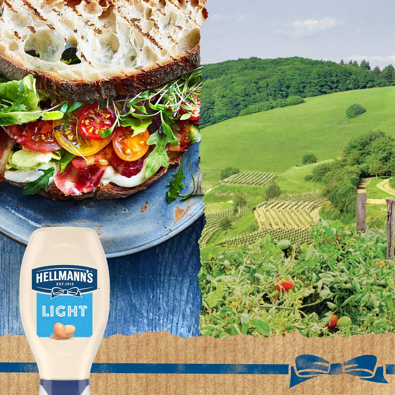 Hellmann's Light Mayonnaise Light Mayo Squeeze Bottle For a Creamy Condiment for Sandwiches and Simple Meals Made With 100% Cage-Free Eggs 20 oz
