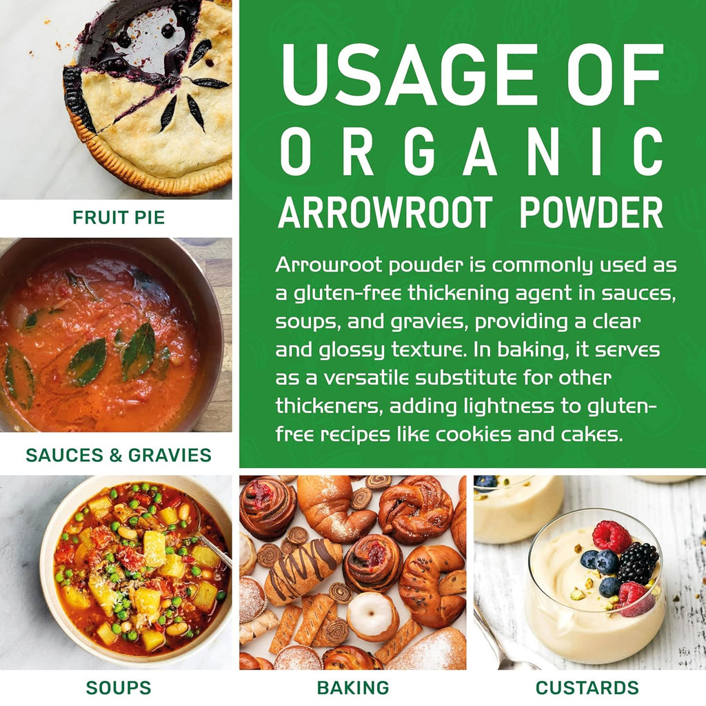 Jiva Organics Organic Arrowroot Flour (Powder) 2 Pound Bag - Raw, Non-GMO, Gluten Free