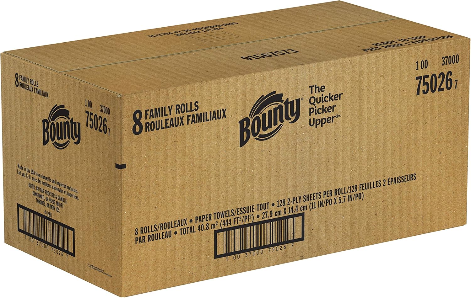 Bounty Quick Size Paper Towels, White, 8 Family Rolls = 20 Regular Rolls (Packaging May Vary)