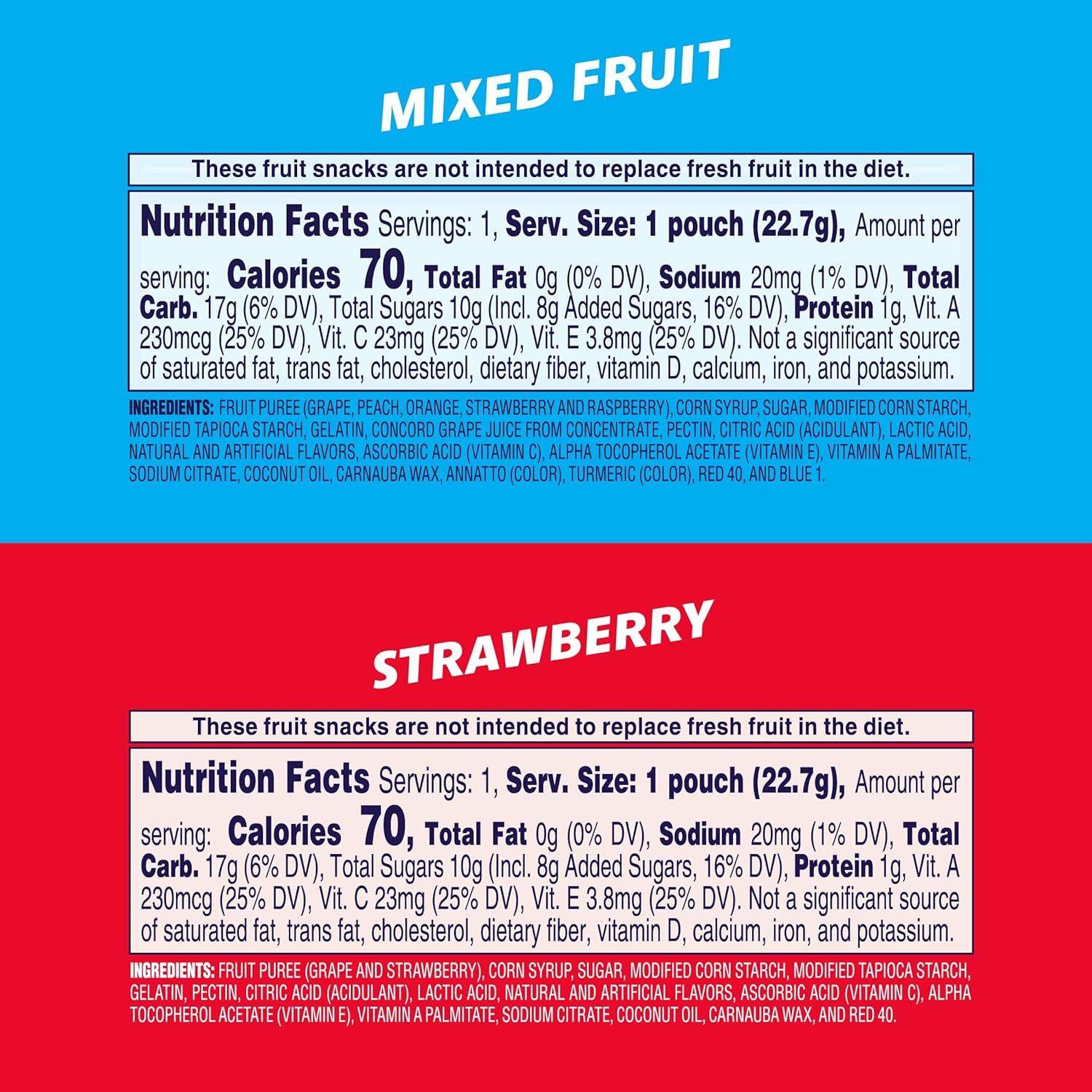 Welch's Fruit Snacks, Mixed Fruit & Strawberry Snack Box, Stocking Stuffers, 0.8oz Snack Packs (Pack of 60)