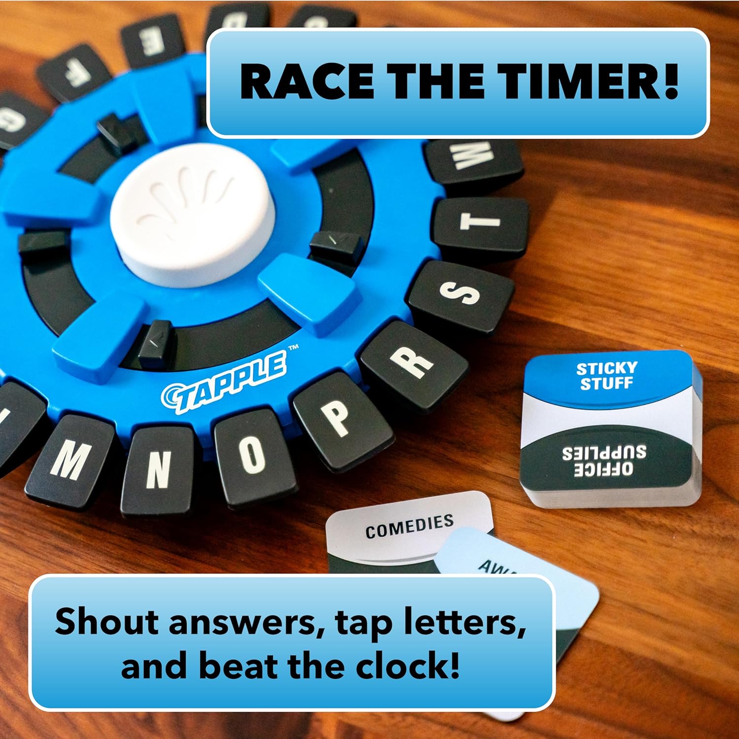 USAOPOLY The Original TAPPLE, The Fast-Paced Family Board Game,Choose a Category & Race Against The Timer to be The Last Player,Learning Word Game for Ages 8 & Up, 2-8 Players, 15-20 Minute Play Time