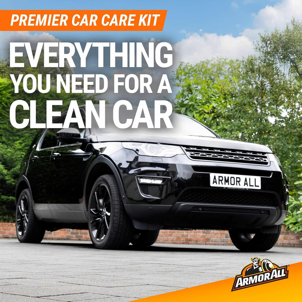 Armor All Premier Car Care Kit, Includes Car Wax & Wash Kit, Glass Cleaner, Car Air Freshener, Tire & Wheel Cleaner (8 Piece Kit)