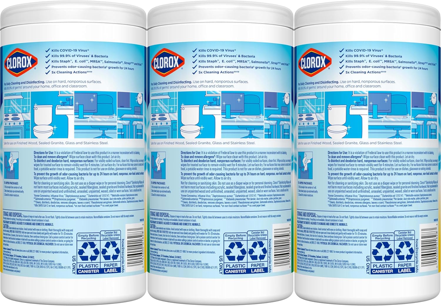 Clorox Disinfecting Cleaning Wipes Variety Pack, 75 Count Each, Pack of 3 (Package May Vary)