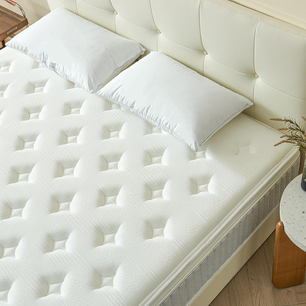 Queen Mattress, 12 Inch Memory Foam Hybrid Mattress in a Box with Pocket Springs for Motion Isolation, Pressure Relief, Medium Firm, CertiPUR-US