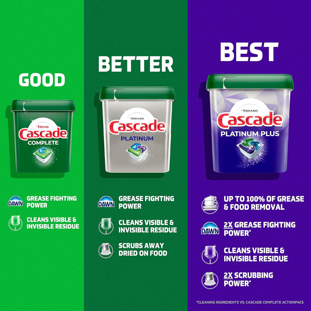 Cascade Platinum + Oxi Dishwasher Pods, Dishwasher Detergent, Dish Detergent Soap, Fresh, 59 Count