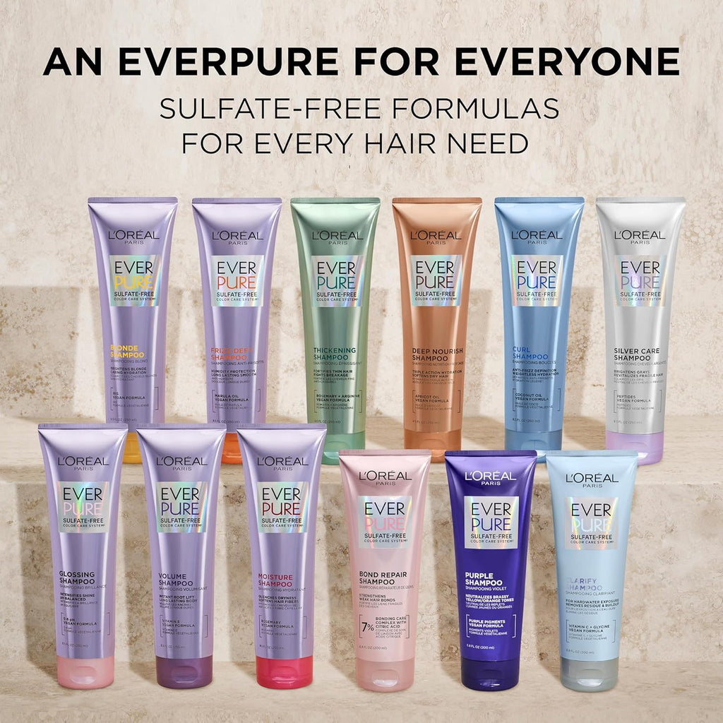 L'Oreal Paris Moisture Sulfate Free Shampoo and Conditioner Set, Hair Care for Color-Treated Hair with Rosemary Botanicals, EverPure, 1 Kit
