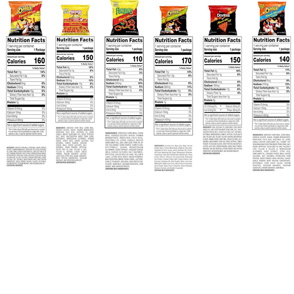 Frito-Lay Flamin' Hot Mix, Variety Pack, 3.34 Pounds, (Pack of 40), Packaging May Vary