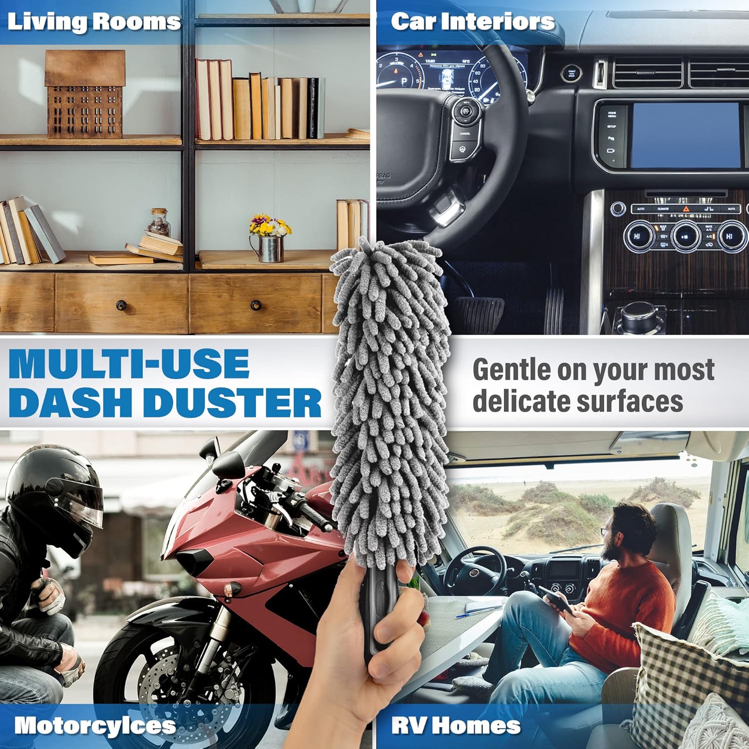 Professional Car Duster Interior – Car Accessories for Women and Men (Lint & Scratch Free)