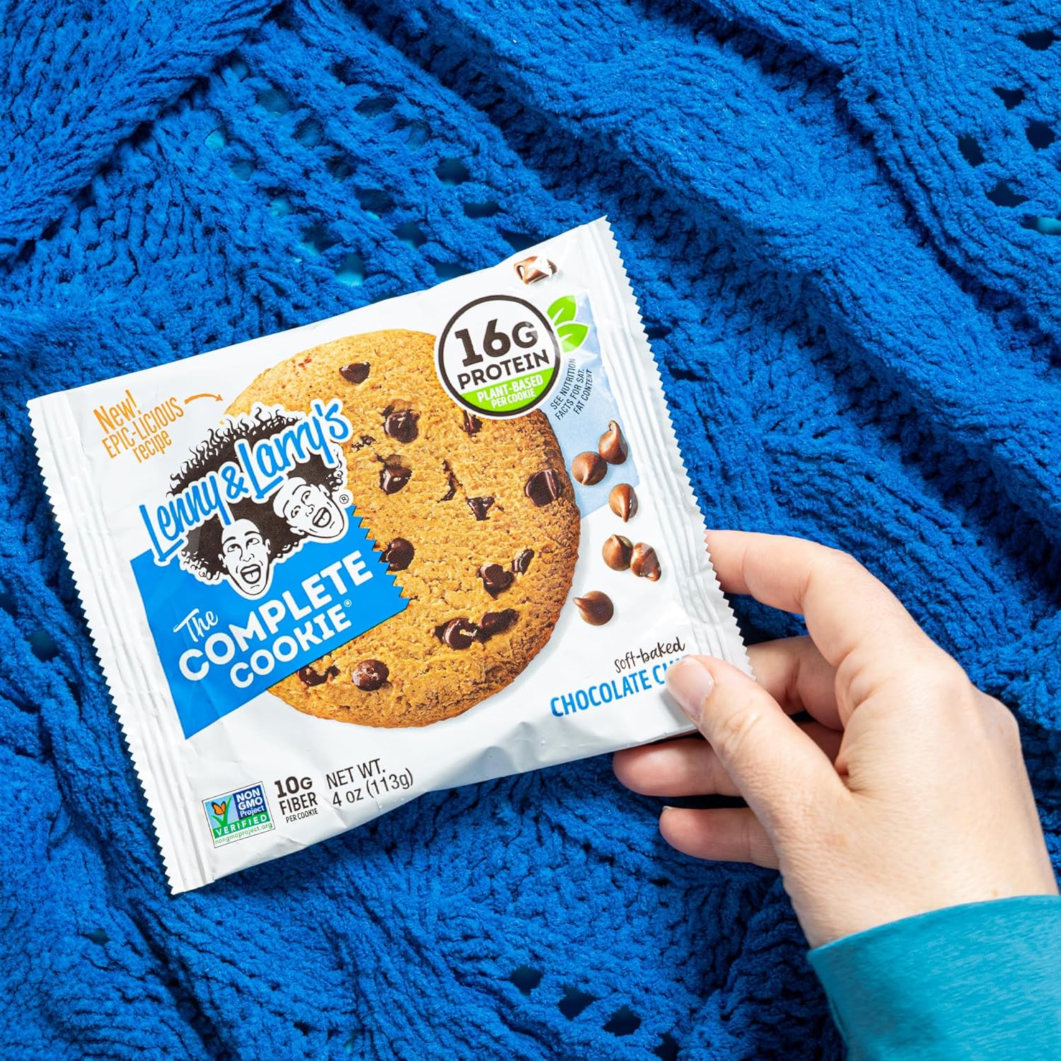 Lenny & Larry's Complete Protein Cookie, [Chocolate Chip], Chewy Soft Baked, 16g Plant Protein, Vegan, Non-GMO, High Fiber, 4 Ounce Cookie (Pack of 12)