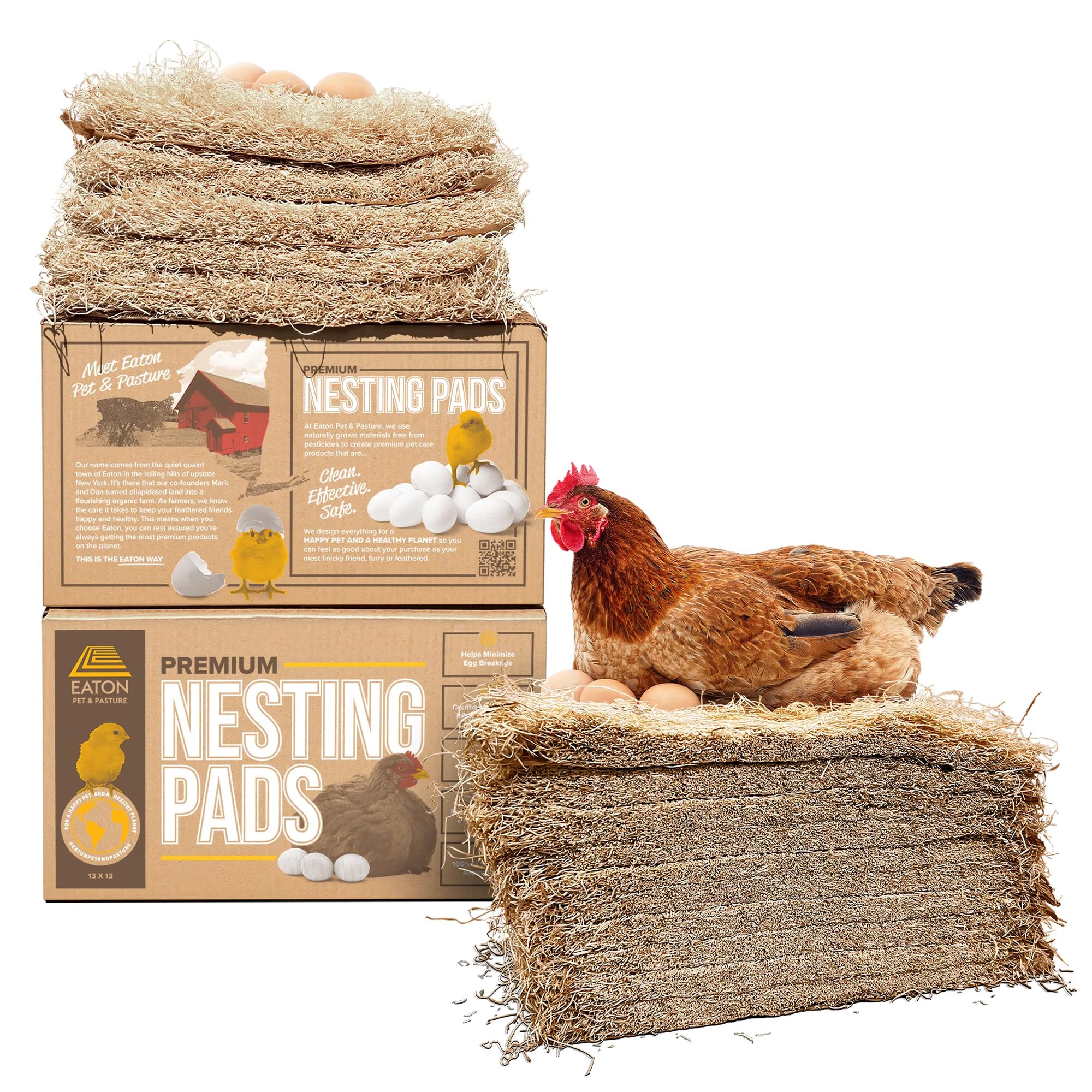 Eaton Pet and Pasture Nesting Pads for Laying Hens, 13" x 13", 10 Pack