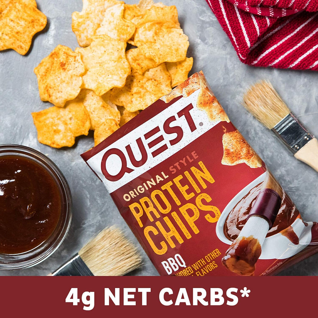 Quest Nutrition BBQ Protein Chips, 19g Protein, 4g Net Carb, Gluten Free, 1.1 oz (Pack of 12)