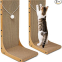 Value 2-Pack 23.6 Inch L-Shaped Cardboard Cat Scratcher, Dual Use (Vert/Horiz) Scratch Pad with Toy Balls, Wall-Mountable Furniture Protector Cat Scratchers for Indoor Cats