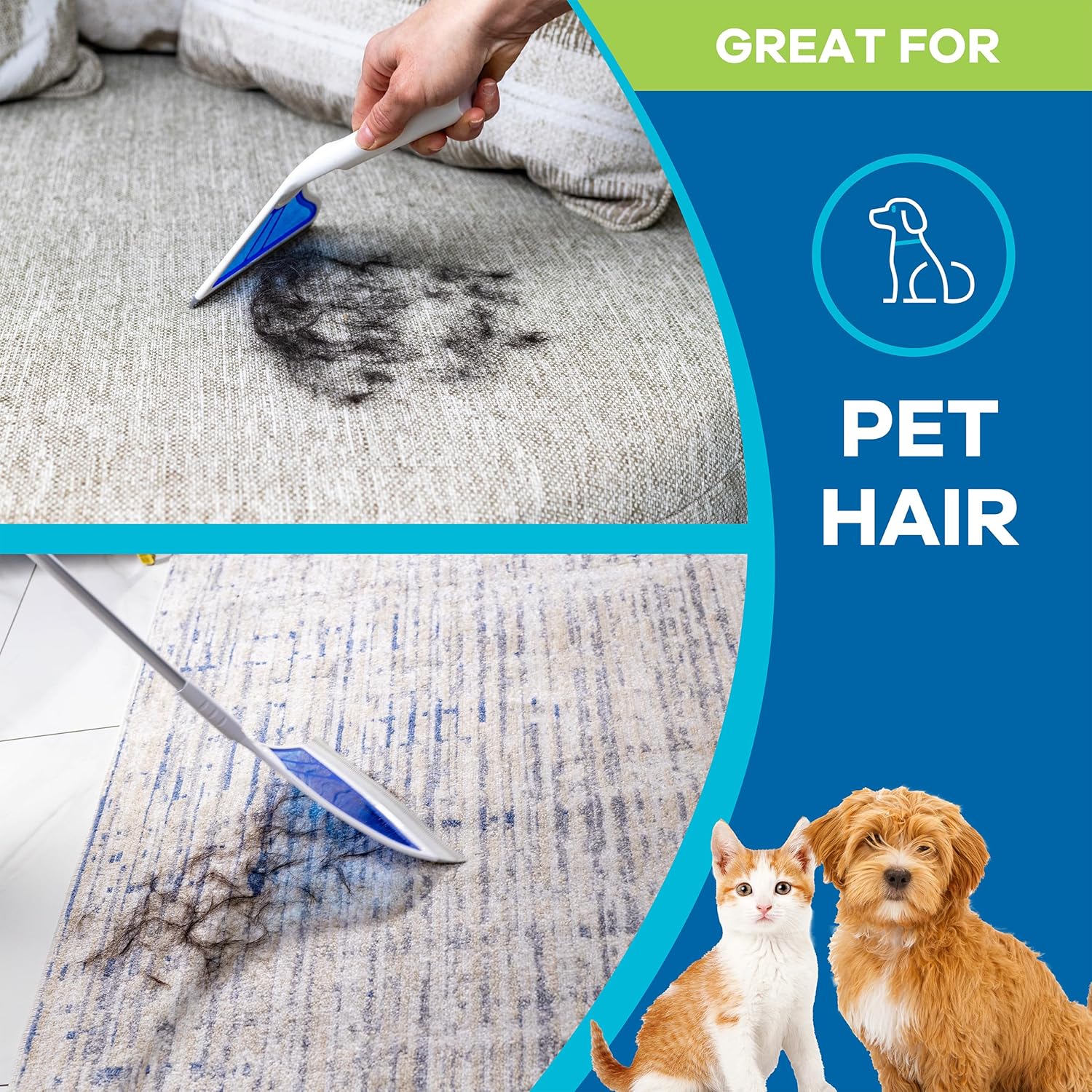Helio Air Broom 3 Piece Kit All Surface Sweeper and Squeegee for Wet and Dry Cleaning Dust, Dirt, Liquids, Pet Hair, Tile, Hardwood Floors, Carpet, Furniture, Windows, Shower Doors As Seen on TV