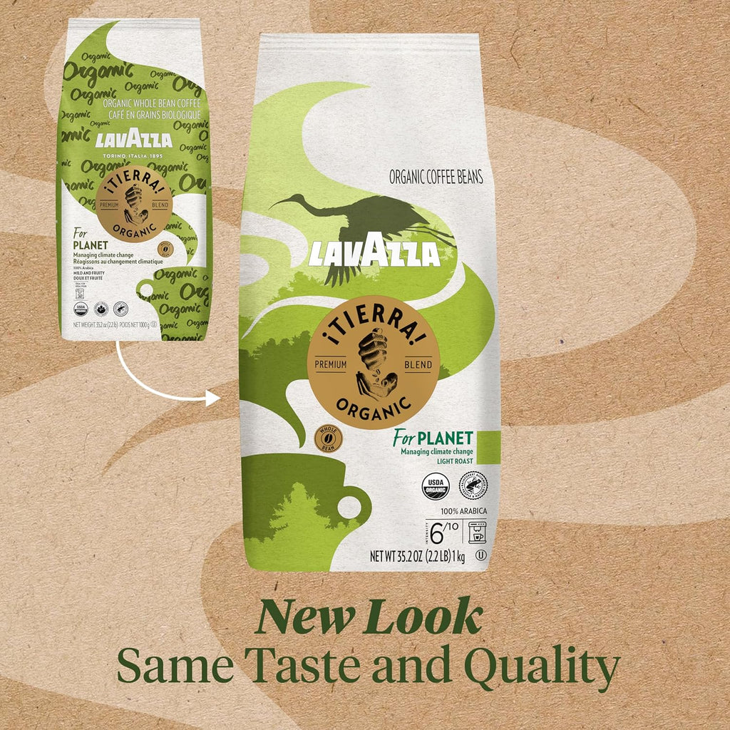 Lavazza ¡Tierra! Organic for Planet Whole Bean Coffee, Light Roast, 100% Arabica, 2.2 lb Bag (pack of 1)