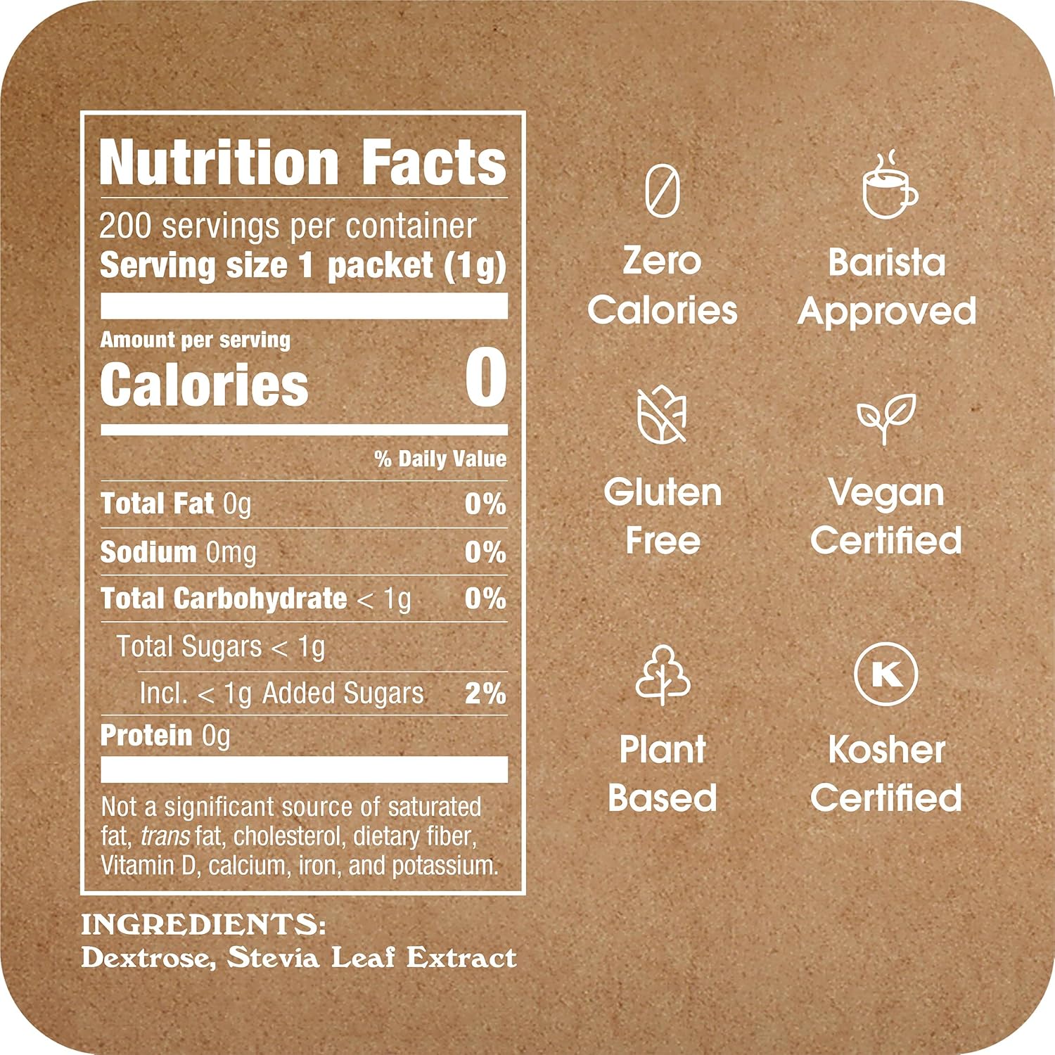 Stevia In The Raw Stevia Sweetener Packets, 200 Ct Box, 2 Pack, Zero Calorie Stevia Sugar Substitute Packets, No Erythritol or Artificial Flavors, Vegan, Gluten Free, Kosher, Low Glycemic Index