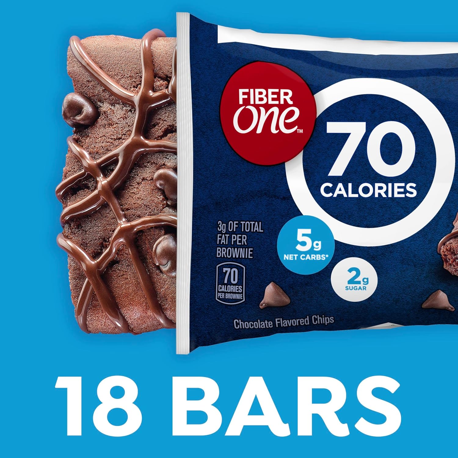Fiber One 70 Calorie Brownies, Chocolate Fudge Snack Bars, Mega Pack, 18 Ct, 16 oz