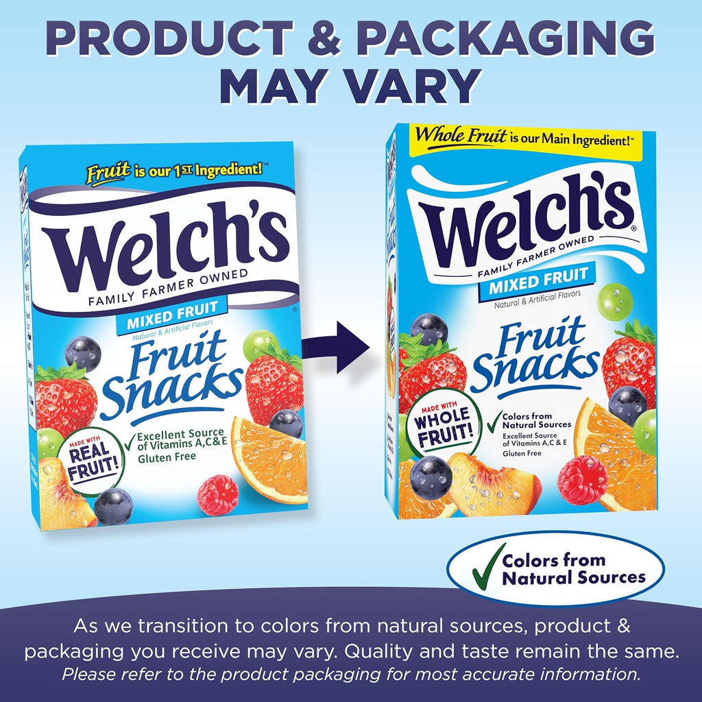Welch's Fruit Snacks, Mixed Fruit Snack Box, Gluten Free, 0.8oz Snack Packs (Pack of 40)