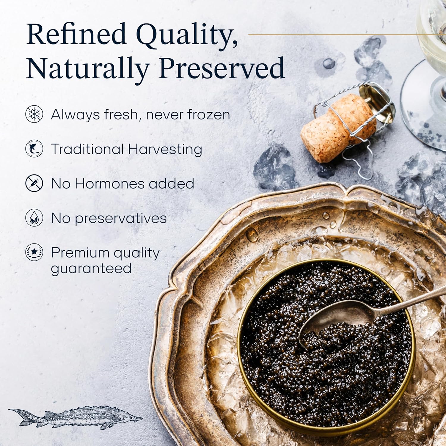 BESTER CAVIAR Royal Beluga Hybrid Sampler Set 1.05oz (30g) – Huso huso x Baerii Sturgeon Sampler Package – Caviar Serving Set with Mini Blinis (30 pcs), Mini Cooler, & 1 Spoon
