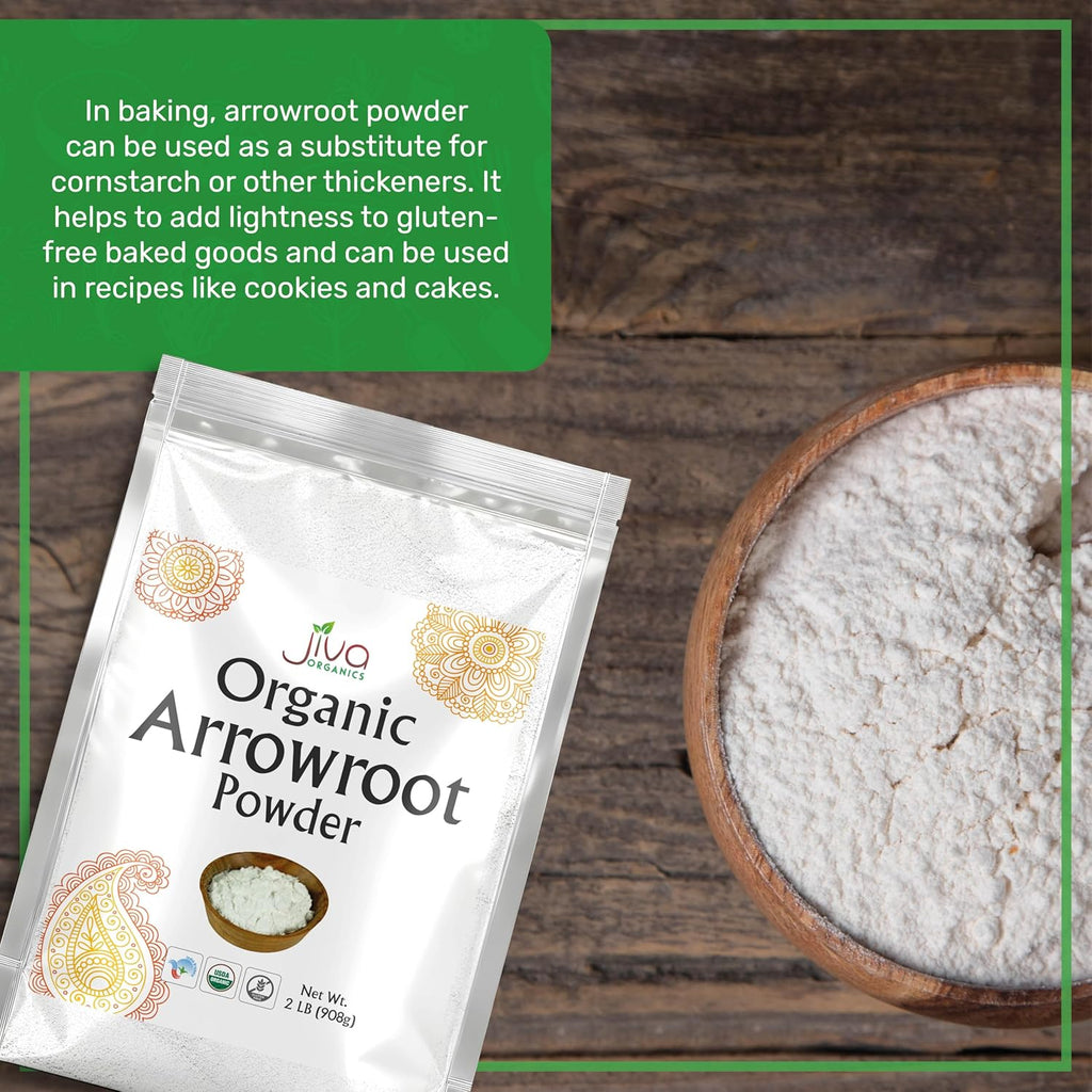 Jiva Organics Organic Arrowroot Flour (Powder) 2 Pound Bag - Raw, Non-GMO, Gluten Free