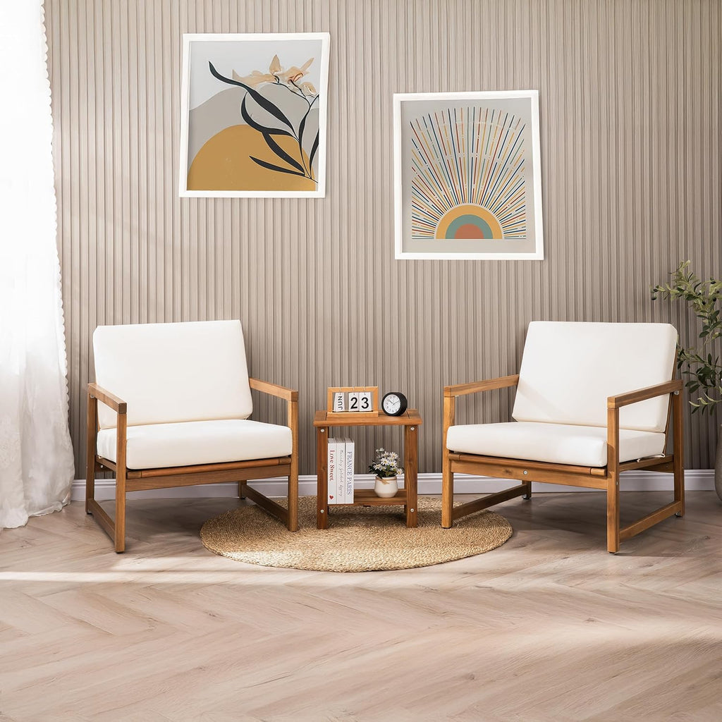 Double Adirondack Side Table, Weather-Resistant Rectangular End Table for Patio, Garden, Lawn, and Living Room. Ideal as a Stylish Indoor and Outdoor Side Table Companion, Natural