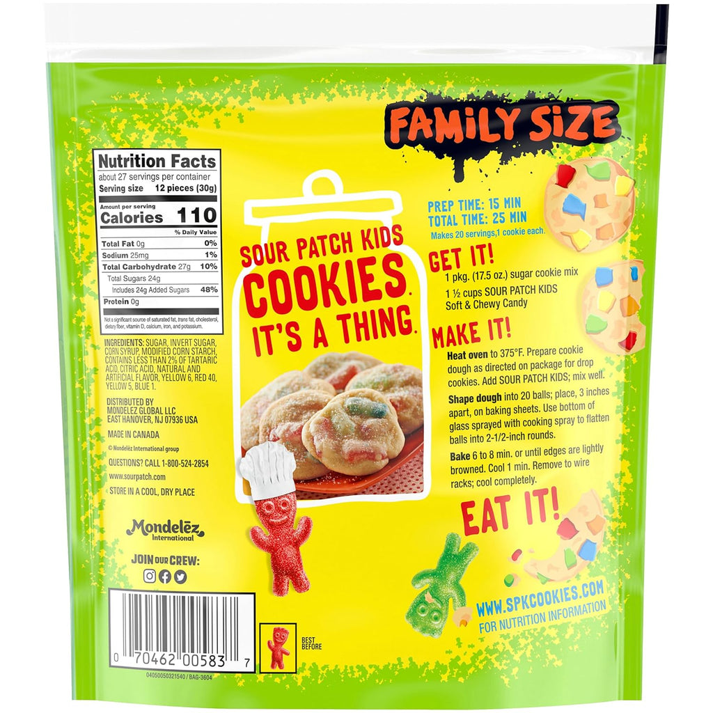 Chewy & Soft Sour Patch Kids, Assorted Fruits, Family Size, 1.8 lb