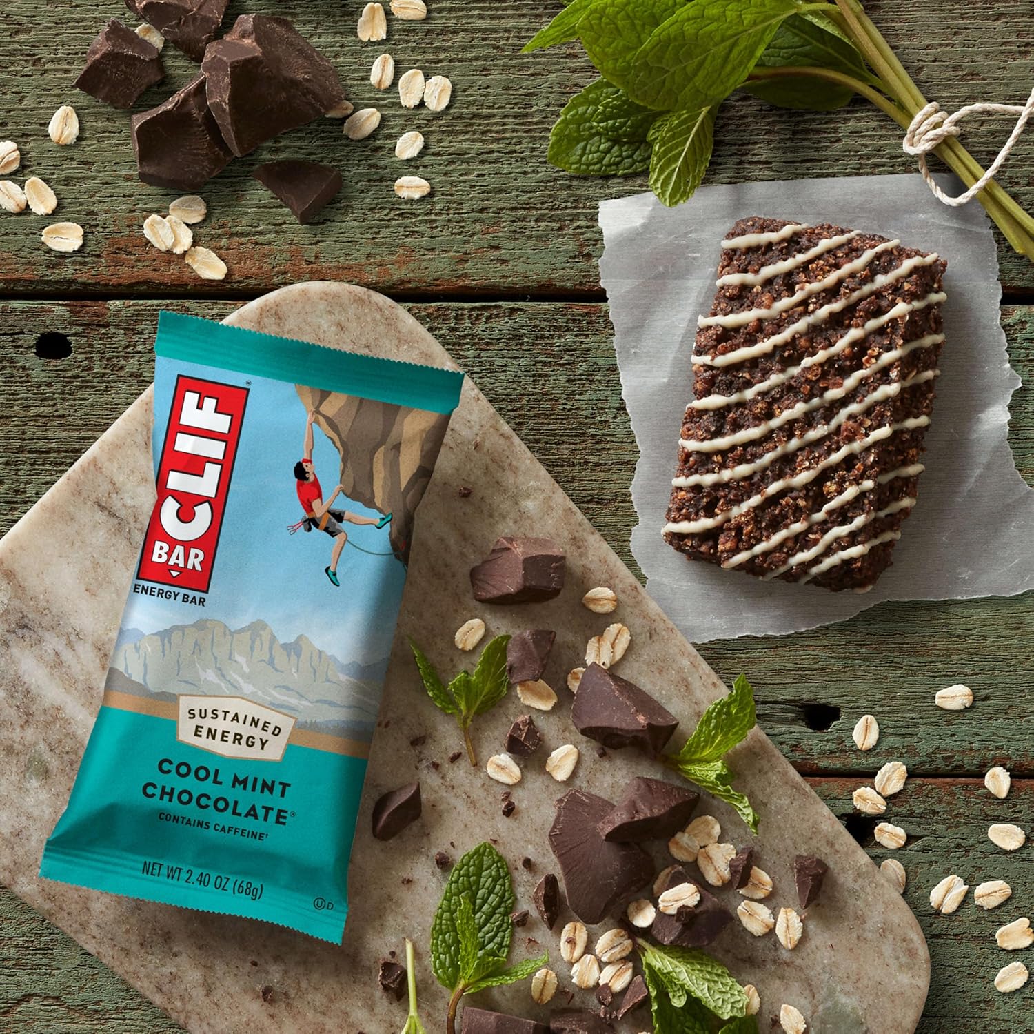CLIF BAR - Energy Protein Bars - Cool Mint Chocolate with Caffeine - Made with Organic Oats - Energy Bars - Non-GMO - (10 Pack)