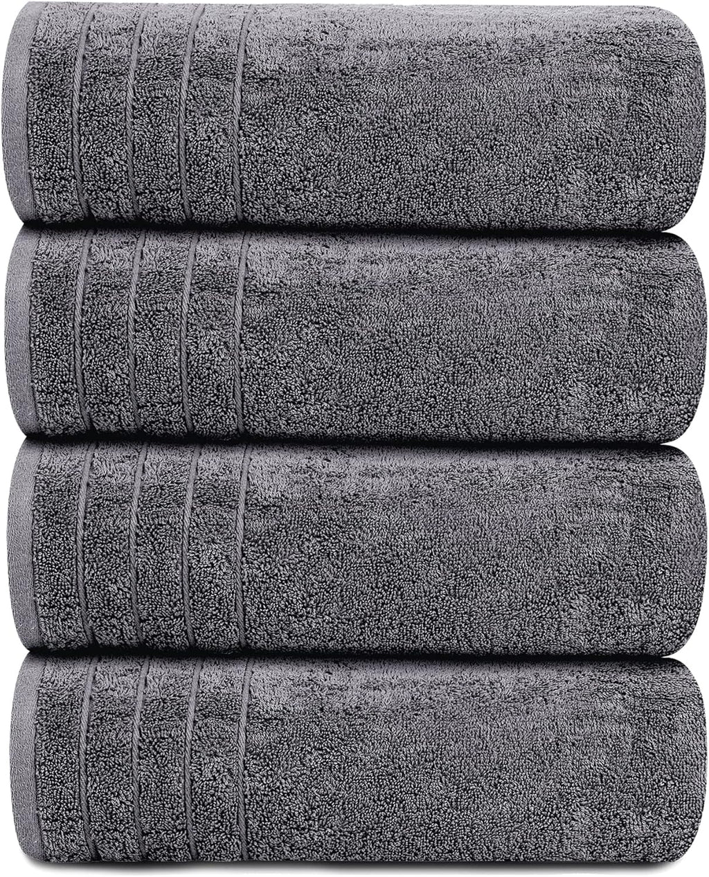 Tens Towels Pack of 4 Extra Large Bath Towels 30 x 60 Inches, 100% Cotton, Larger & Lighter Weight, Quicker to Dry, Super Soft and Absorbent, Perfect for Bathroom, Dark Grey