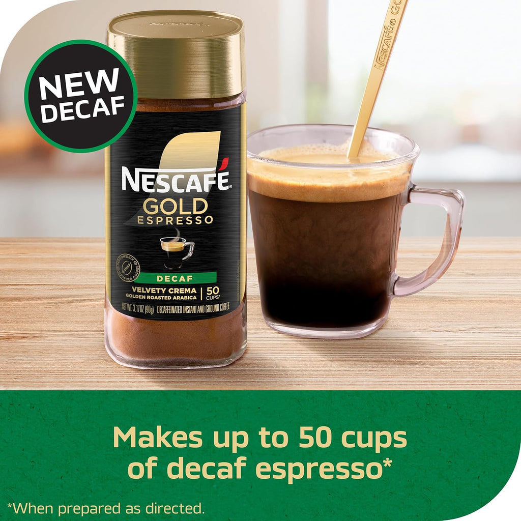 NESCAFÉ Gold Decaf Espresso Instant Coffee, 3.17 oz