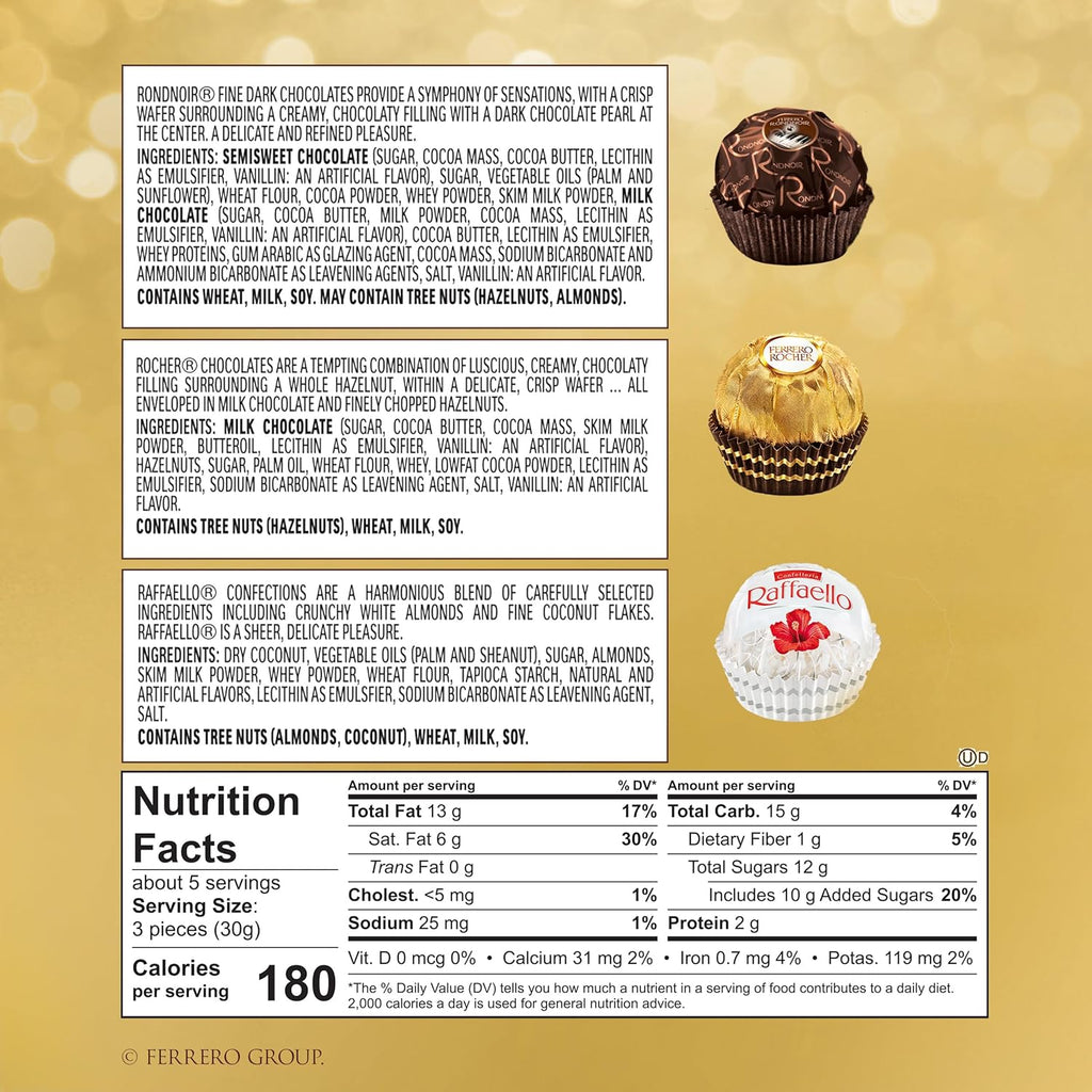 Ferrero Collection Gourmet Gift Box, 12 Assorted Confections with Hazelnut, Dark Chocolate and Coconut, 6.1 oz