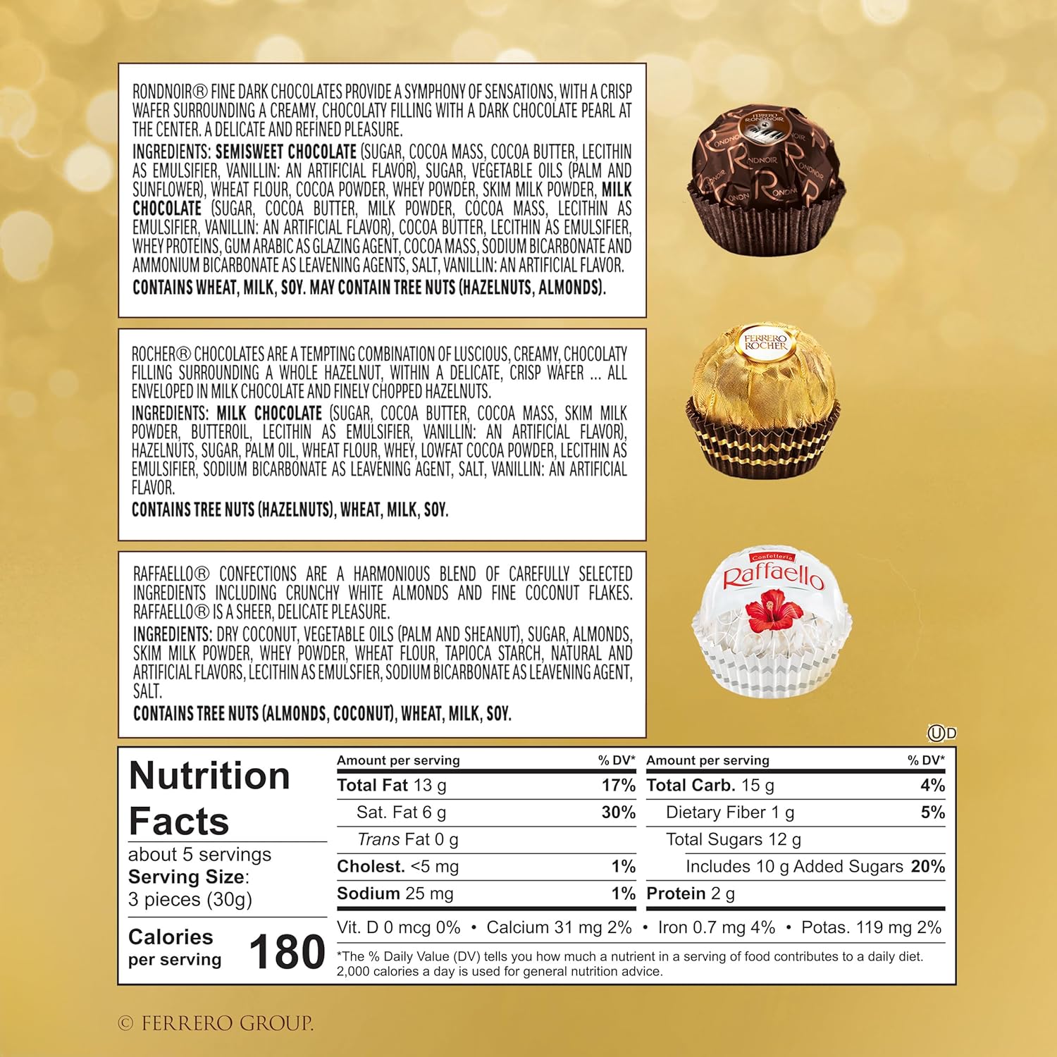 Ferrero Collection Gourmet Gift Box, 12 Assorted Confections with Hazelnut, Dark Chocolate and Coconut, 6.1 oz
