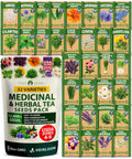 HOME GROWN Herb Seeds 32 Medicinal Herbs and Tea Variety Pack | Annual & Perennial Herb Seeds for Planting Indoors & Outdoor – Non-GMO, Easy to Grow, High Germination Garden Kit