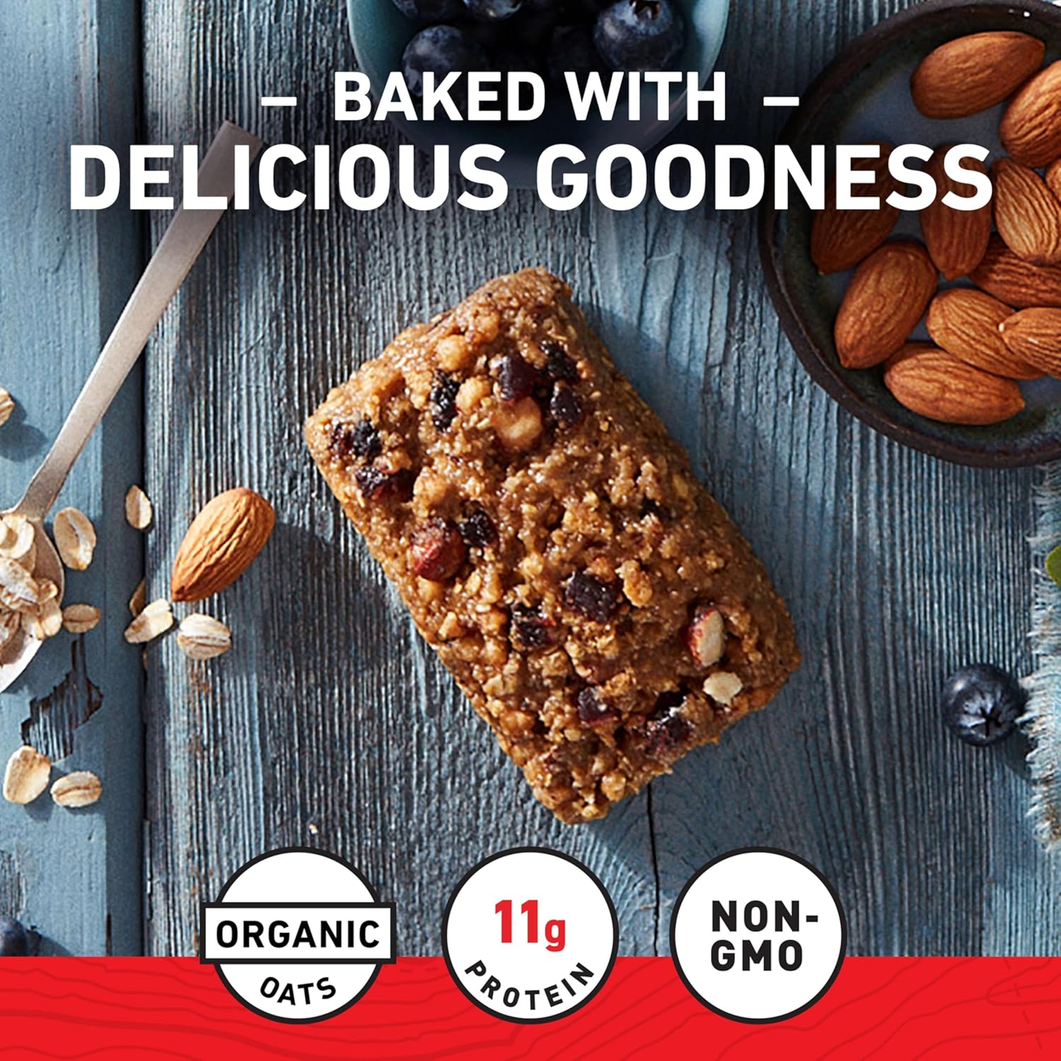 CLIF BAR - Energy Protein Bars - Blueberry Almond Crisp - Made with Organic Oats - Energy Bars - Non-GMO - (10 Pack)